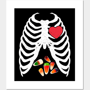 Halloween Skeleton Junk Food Belly Candy Corn Posters and Art